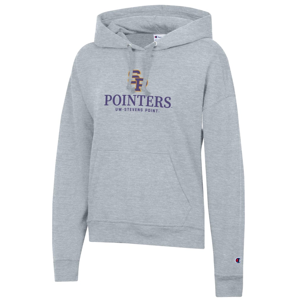  Wisconsin-Stevens Point Pointers Champion Women's Powerblend Fleece Pullover Hoodie - Gray